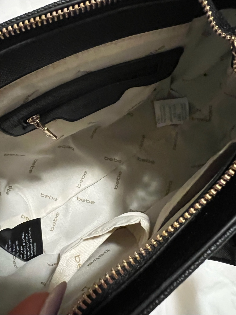 bebe Black Studded Top-Handle Satchel with Gold Hardware - Picture 6 of 10